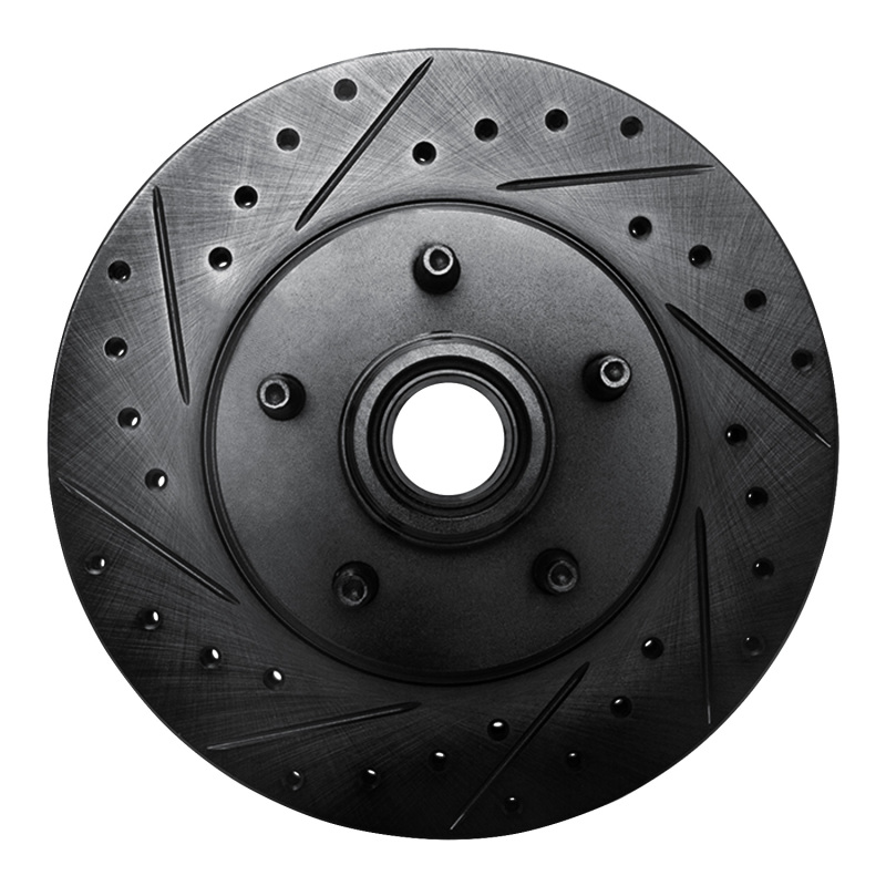 Ford Explorer Brake Rotor (1) - Front Left - R1 Concepts - Drilled & Slotted - Black - `95-`11